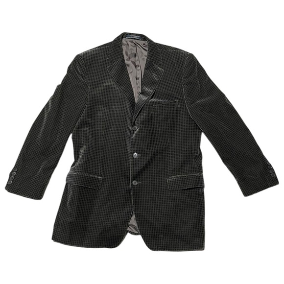 Z Zegna Y2K Workwear Square Pattern Reflective Blazer Suit Sz 54r